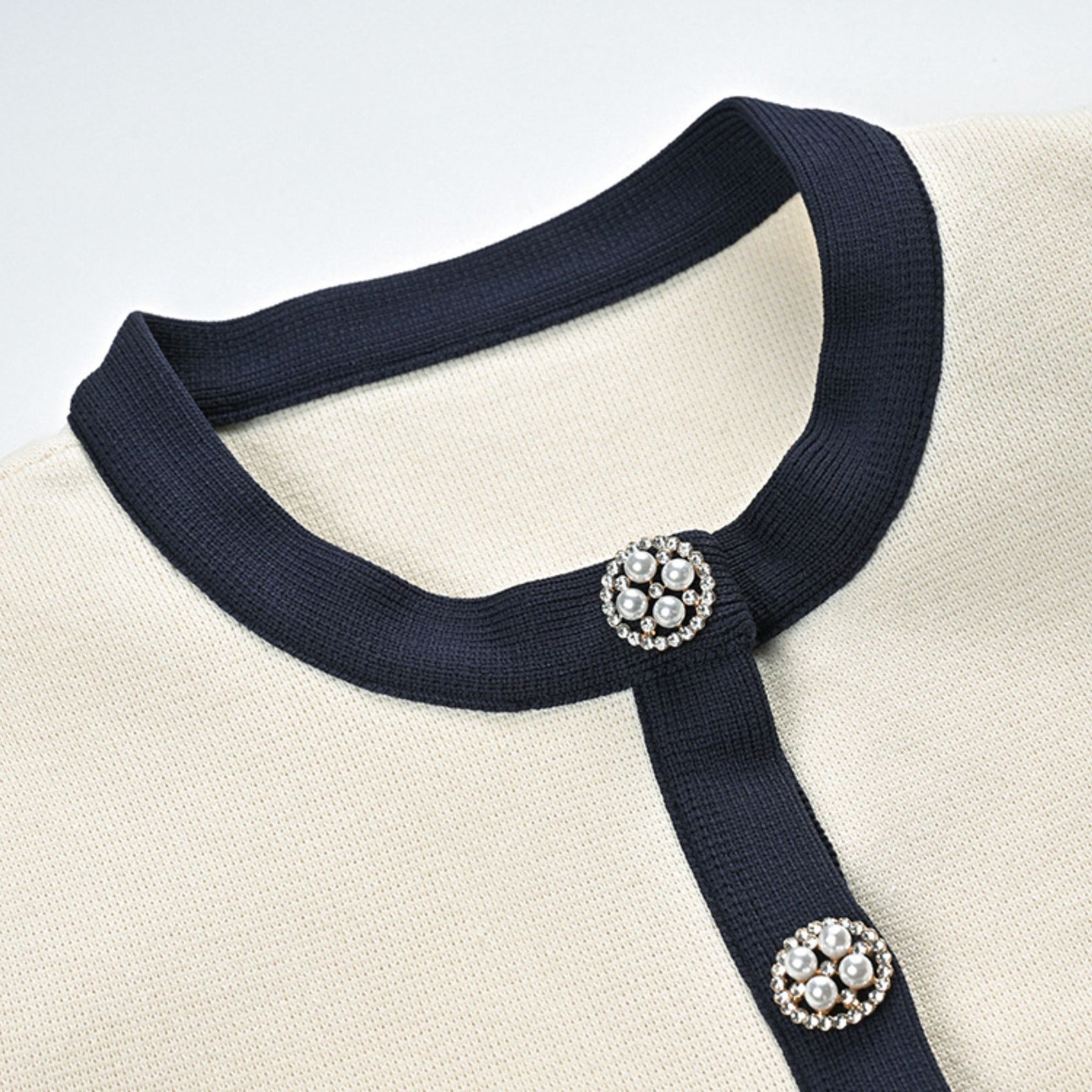 Viola Cardigan & Skirt White Black Bow Detail Matching Set