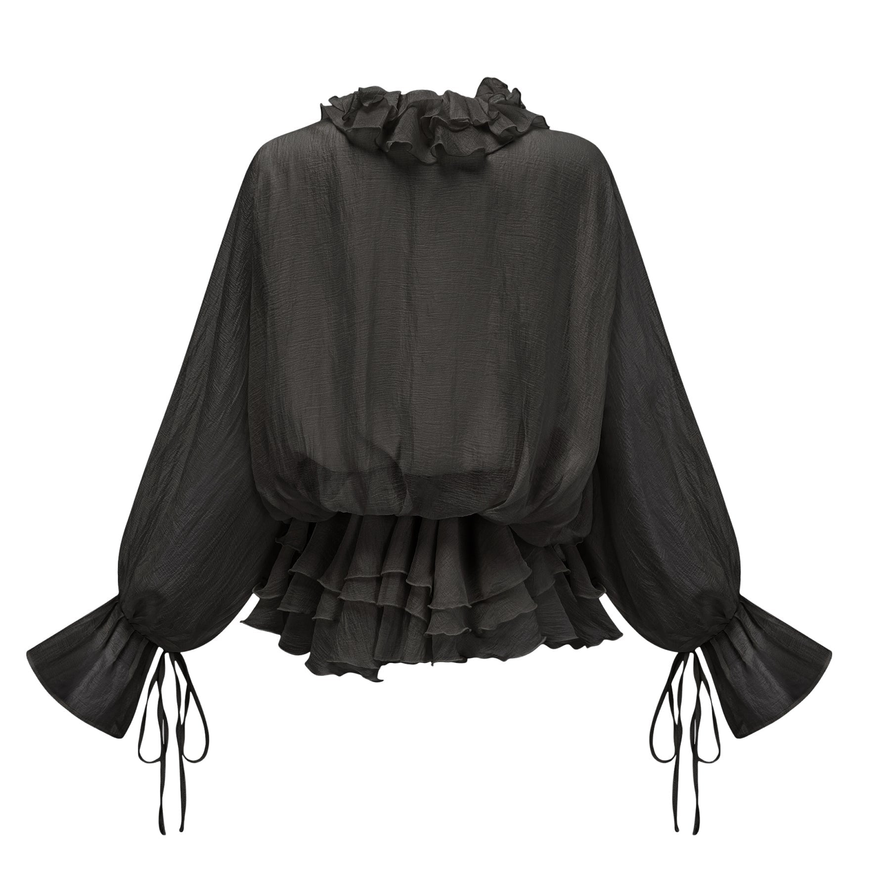 Viola Mini Dress Black Floral Applique Tiered Skirt