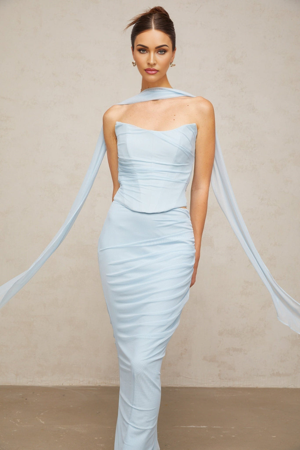 Viola Skirt & Top Set Blue Tulle Ruched