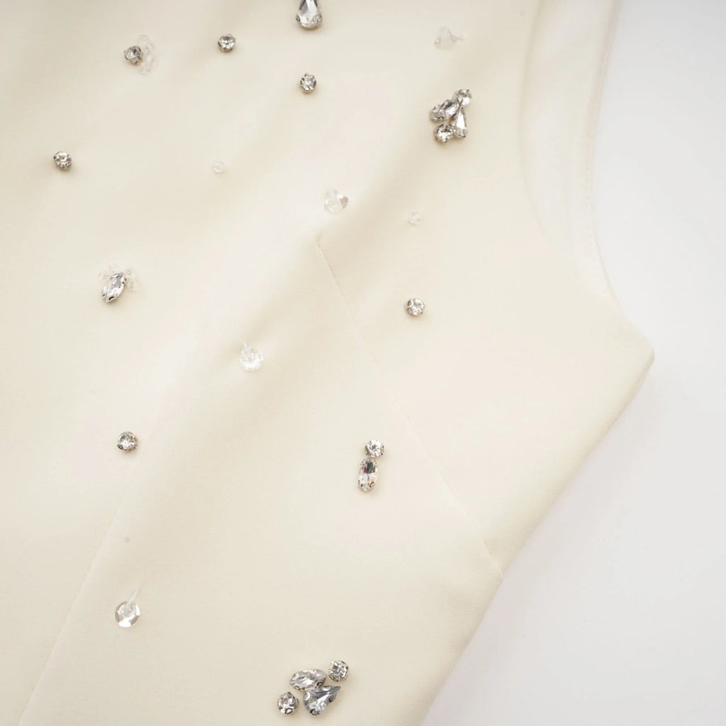 Violet Mini Dress White Crystal Embellished Sleeveless & Rear
