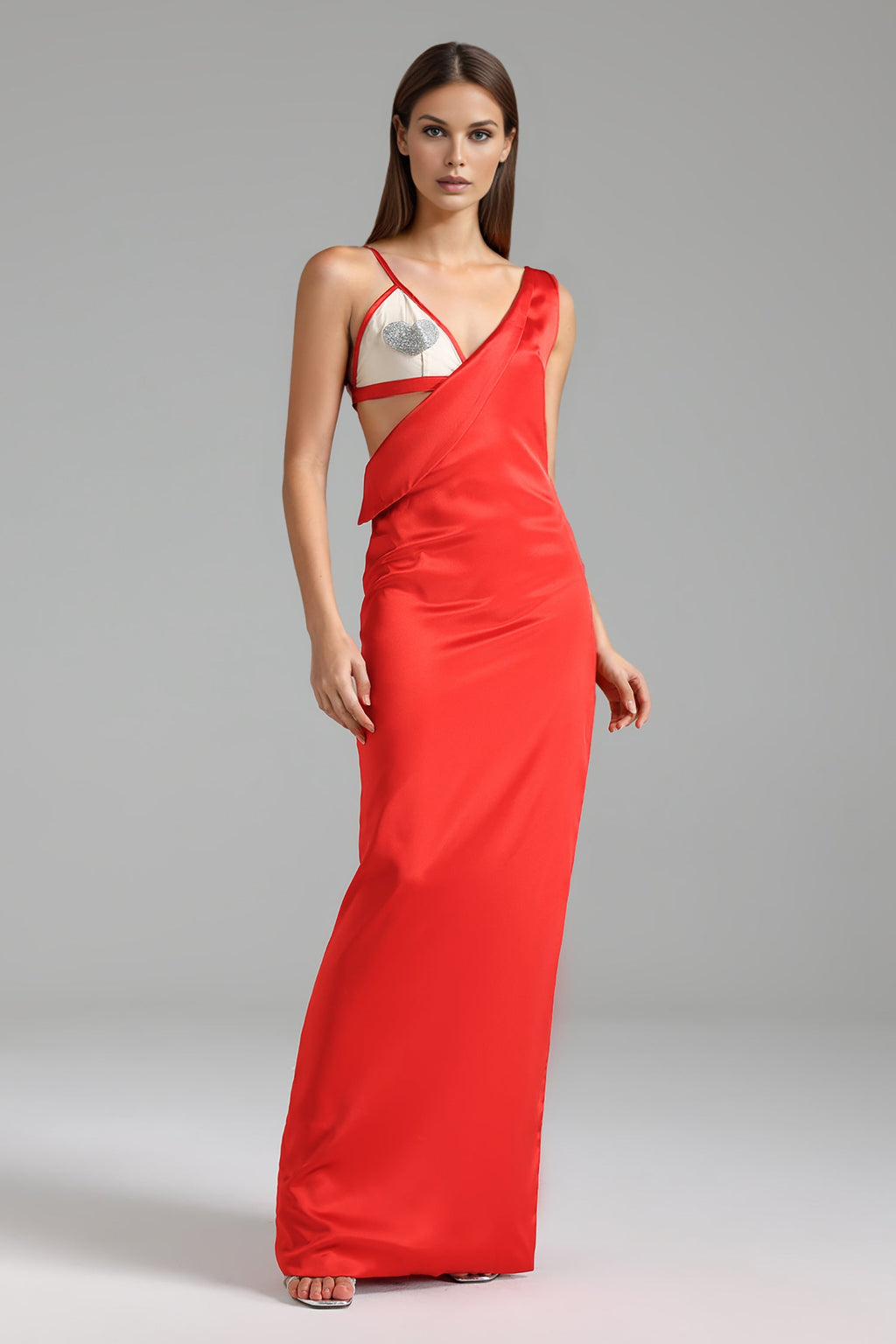 Violet Red Backless High Slit Evening Dress