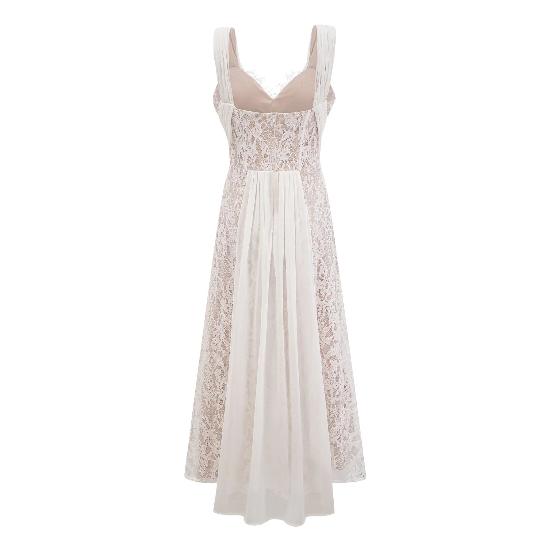 Violetta Maxi Dress in Immaculate White with V - Neck