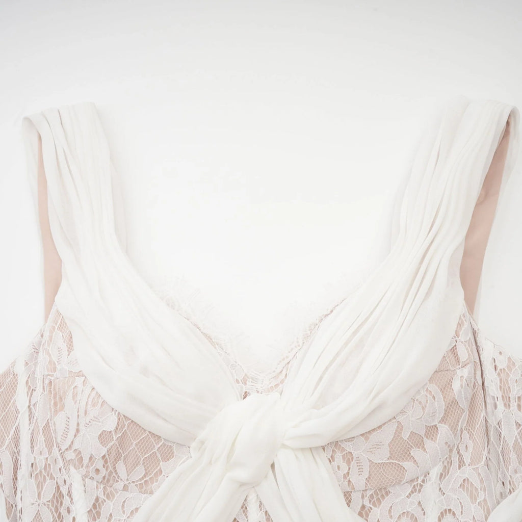 Violetta Maxi Dress in Immaculate White with V - Neck