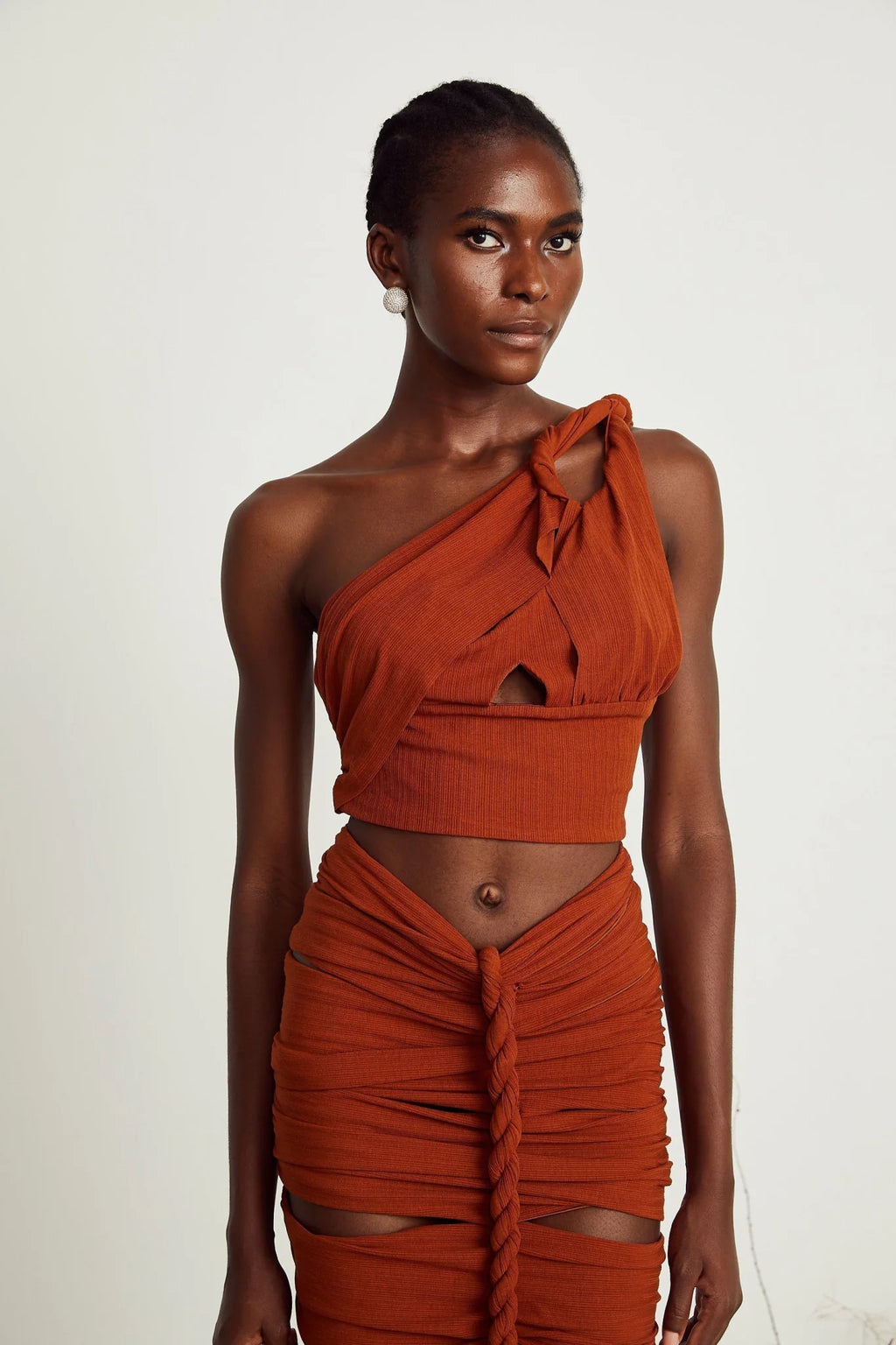 Violetta Skirt & Top Set Brown Twisted Cut Out Matching Duo