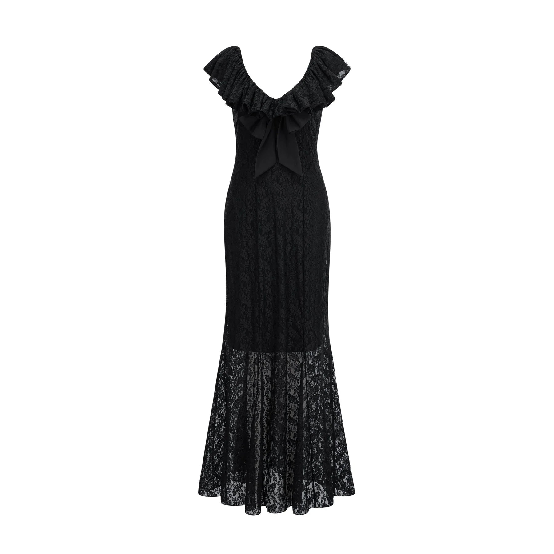 Virginia Gown in Black | Chantilly Lace Bow