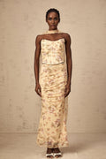 Virginia Skirt & Top Set Yellow Floral Print Fitted Ensemble