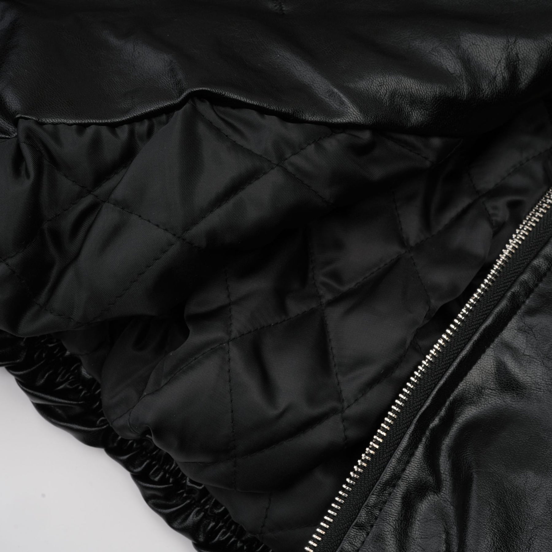 Virginie Black Cropped Faux Leather Jacket With Puff Hem