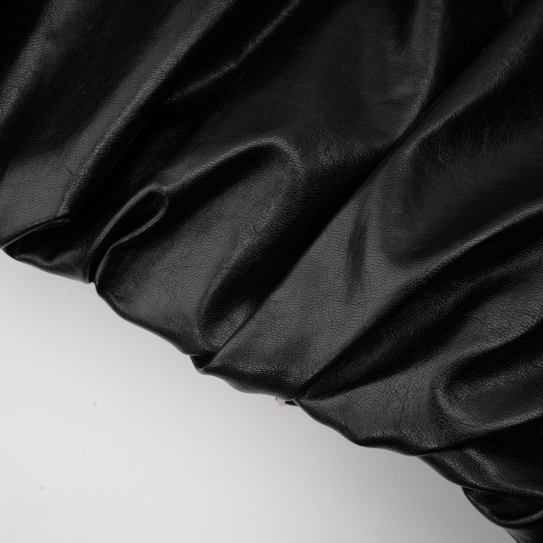 Virginie Black Cropped Faux Leather Jacket With Puff Hem