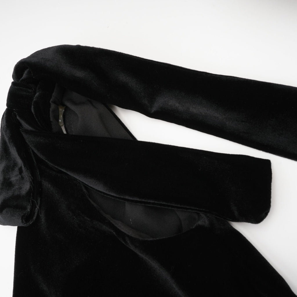 Vittoria Maxi Dress Sleek Black Velvet Cowl Neck Open Back Bow
