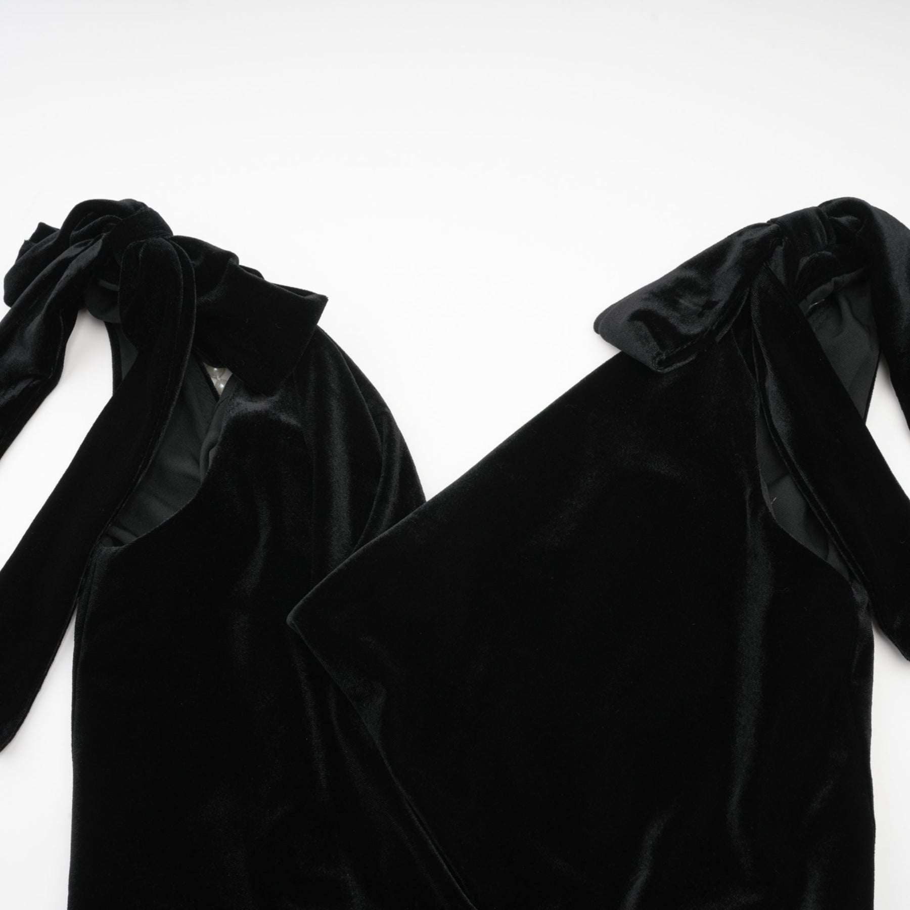 Vittoria Maxi Dress Sleek Black Velvet Cowl Neck Open Back Bow