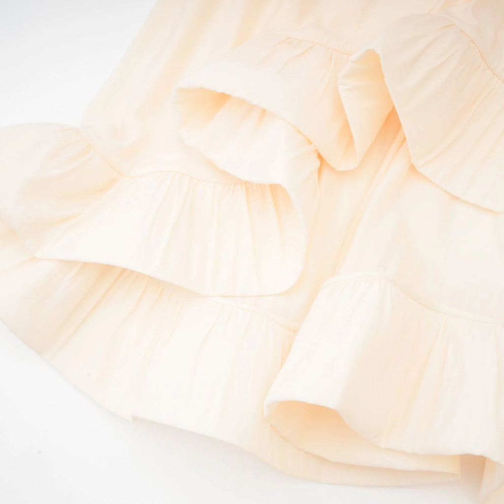Vivian Midi Dress with V - Neck and Ruffled Detailing