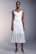 White Kuller Diamond Sleeveless Midi Dress with Diamond-like Embellishments