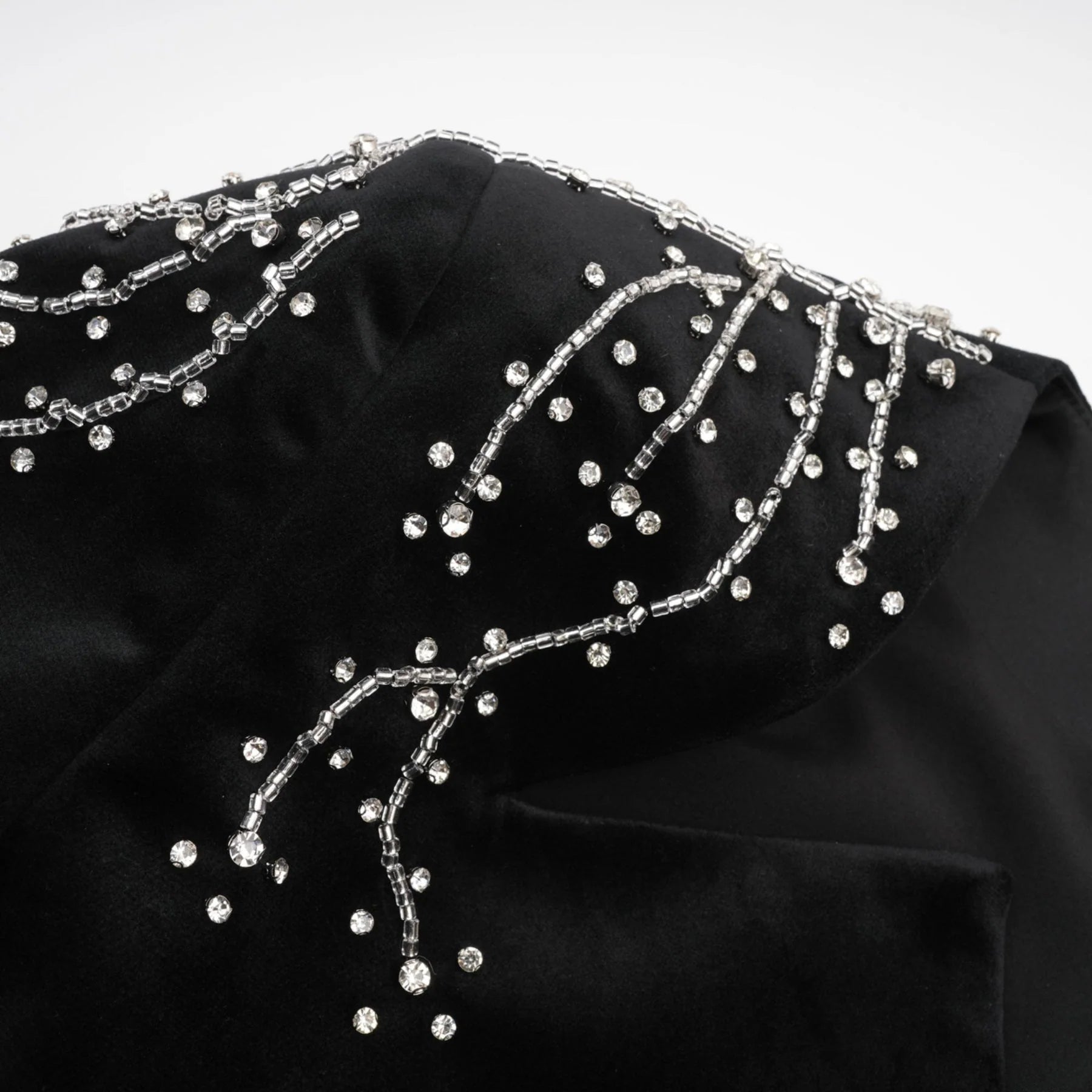 Willow Mini Dress Black Velvet Crystal Belt