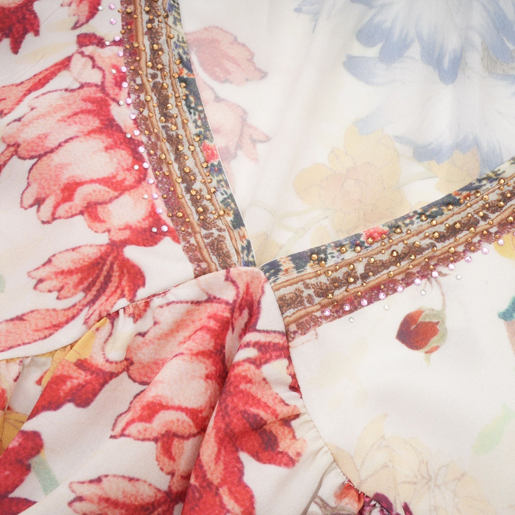 Yvonne Floral Tulle V - Neck Blouse With Flared Sleeves