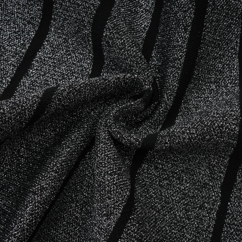 Zara Mini Dress Black Glitter Stripe Flare Gloss