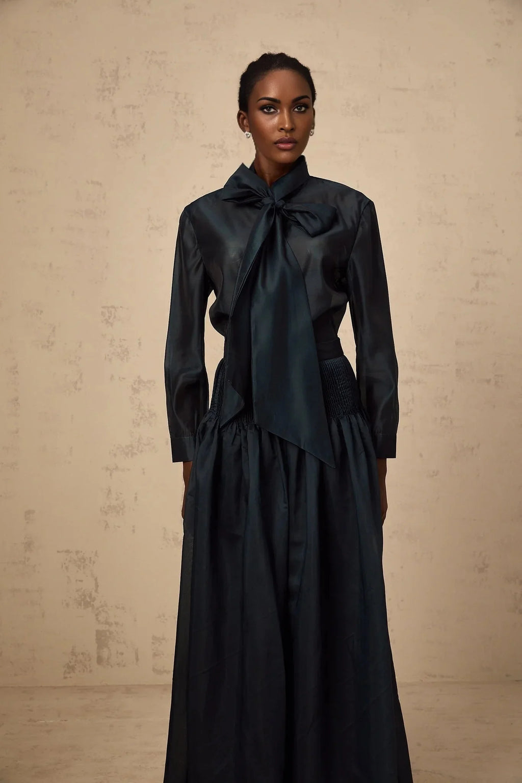 Zaria Shirt & Skirt Set Smocked Panelling Pleated Maxi - Length