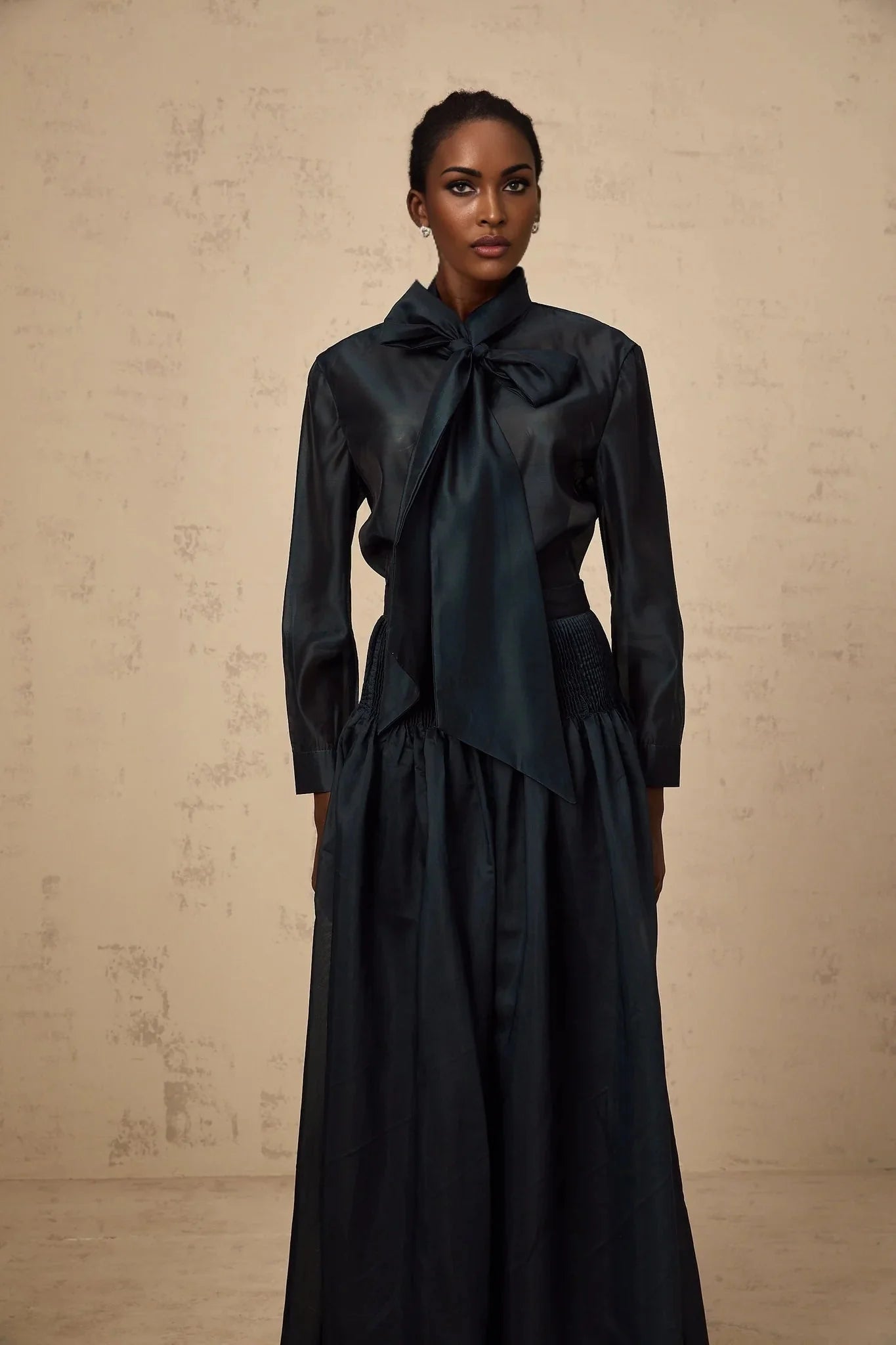 Zaria Shirt & Skirt Set Smocked Panelling Pleated Maxi - Length