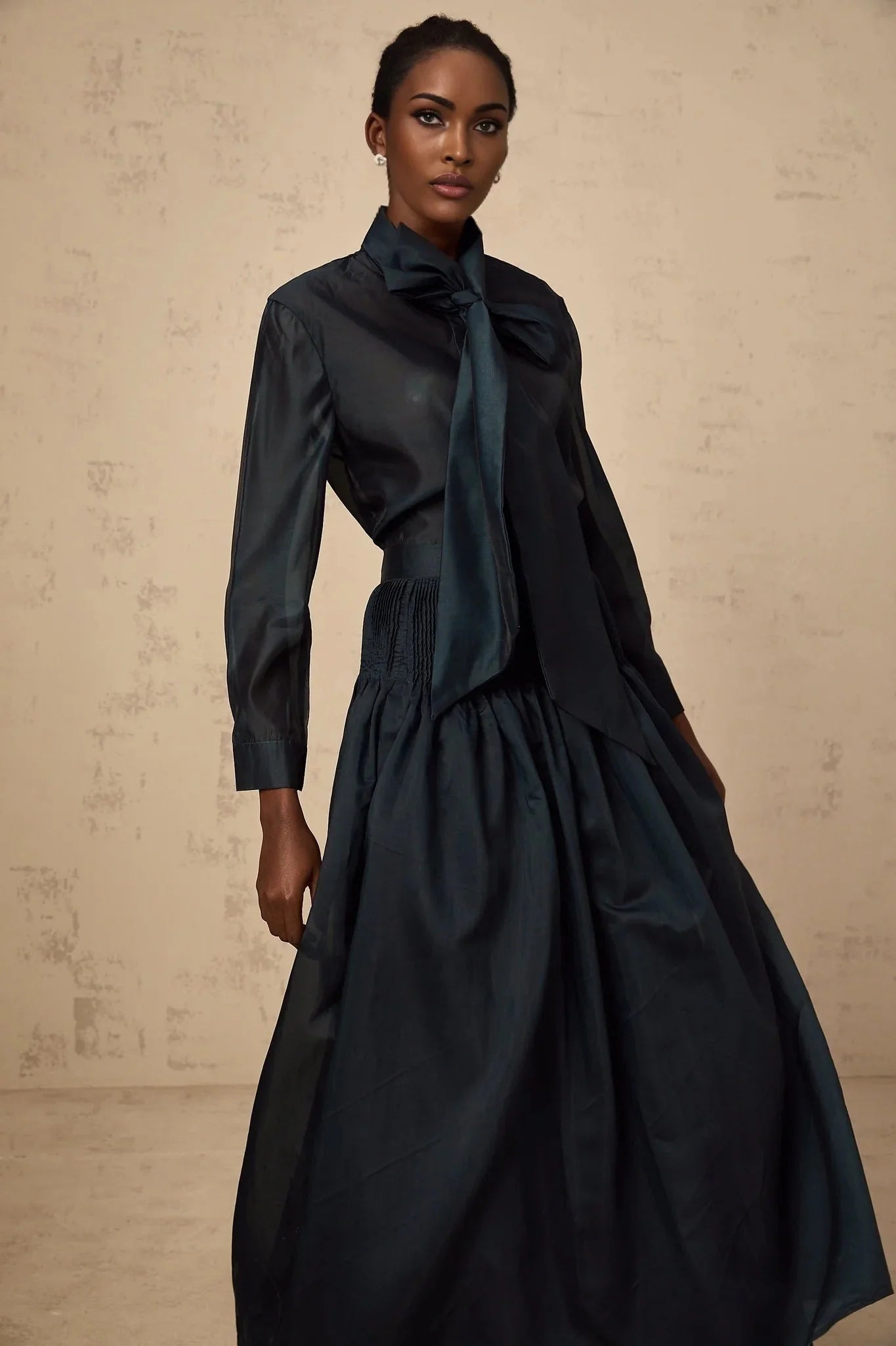 Zaria Shirt & Skirt Set Smocked Panelling Pleated Maxi - Length