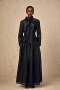 Zaria Shirt & Skirt Set Smocked Panelling Pleated Maxi - Length