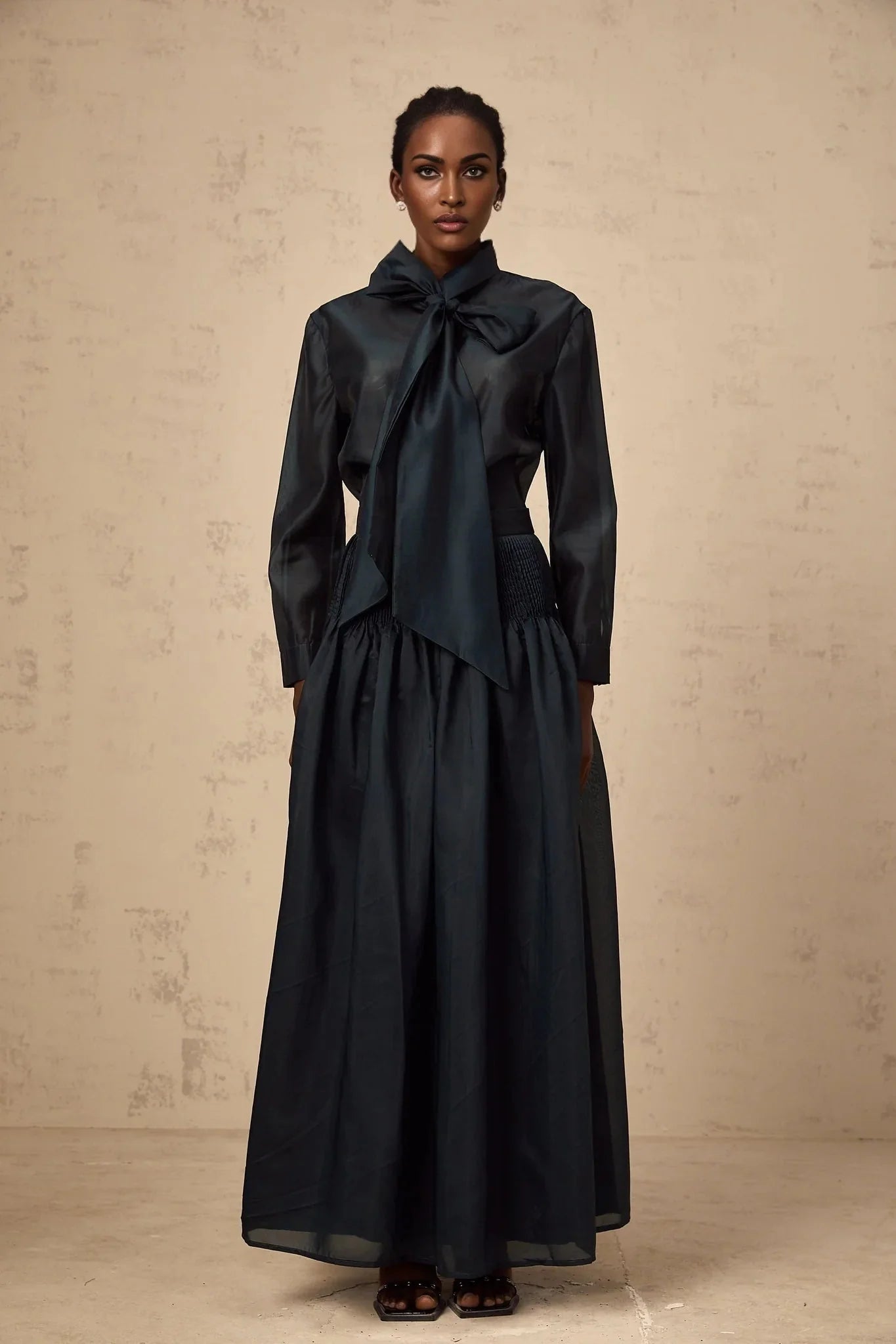 Zaria Shirt & Skirt Set Smocked Panelling Pleated Maxi - Length
