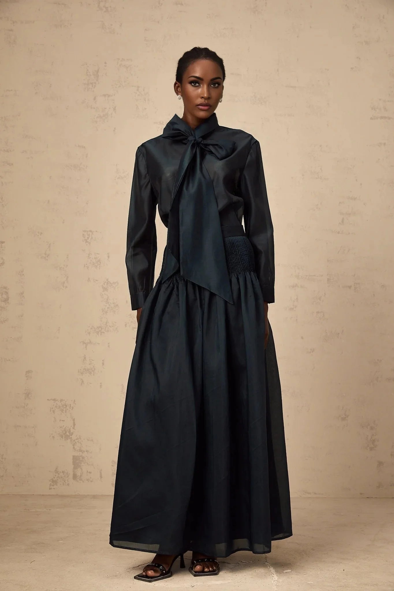 Zaria Shirt & Skirt Set Smocked Panelling Pleated Maxi - Length