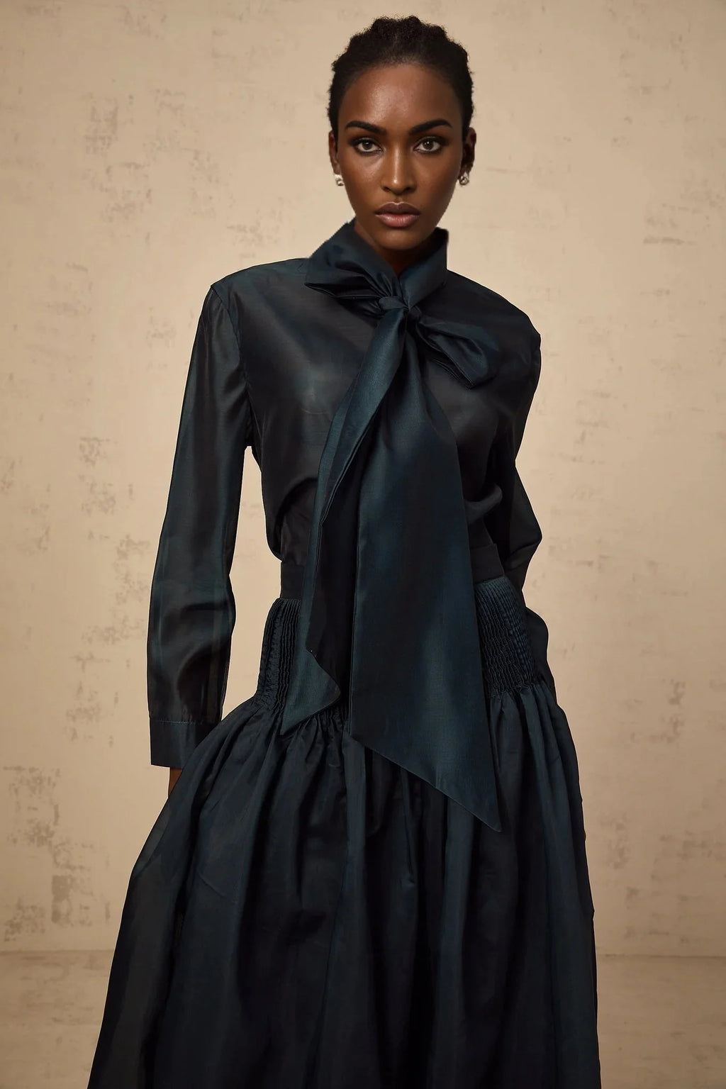 Zaria Shirt & Skirt Set Smocked Panelling Pleated Maxi - Length