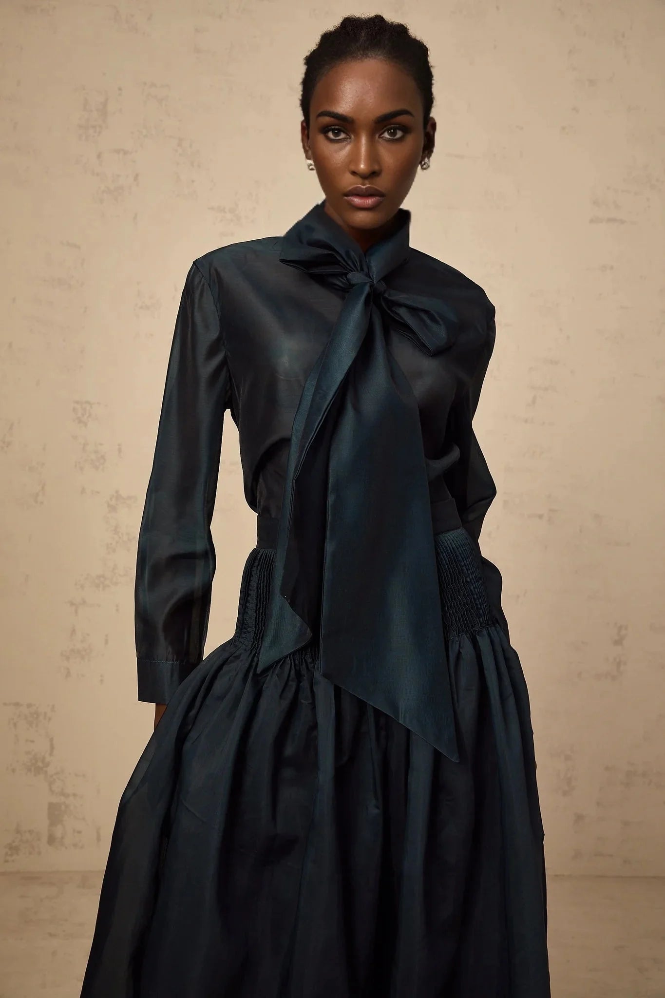 Zaria Shirt & Skirt Set Smocked Panelling Pleated Maxi - Length