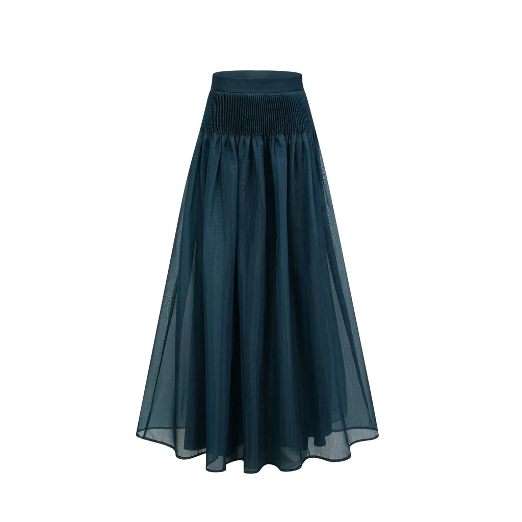 Zaria Shirt & Skirt Set Smocked Panelling Pleated Maxi - Length