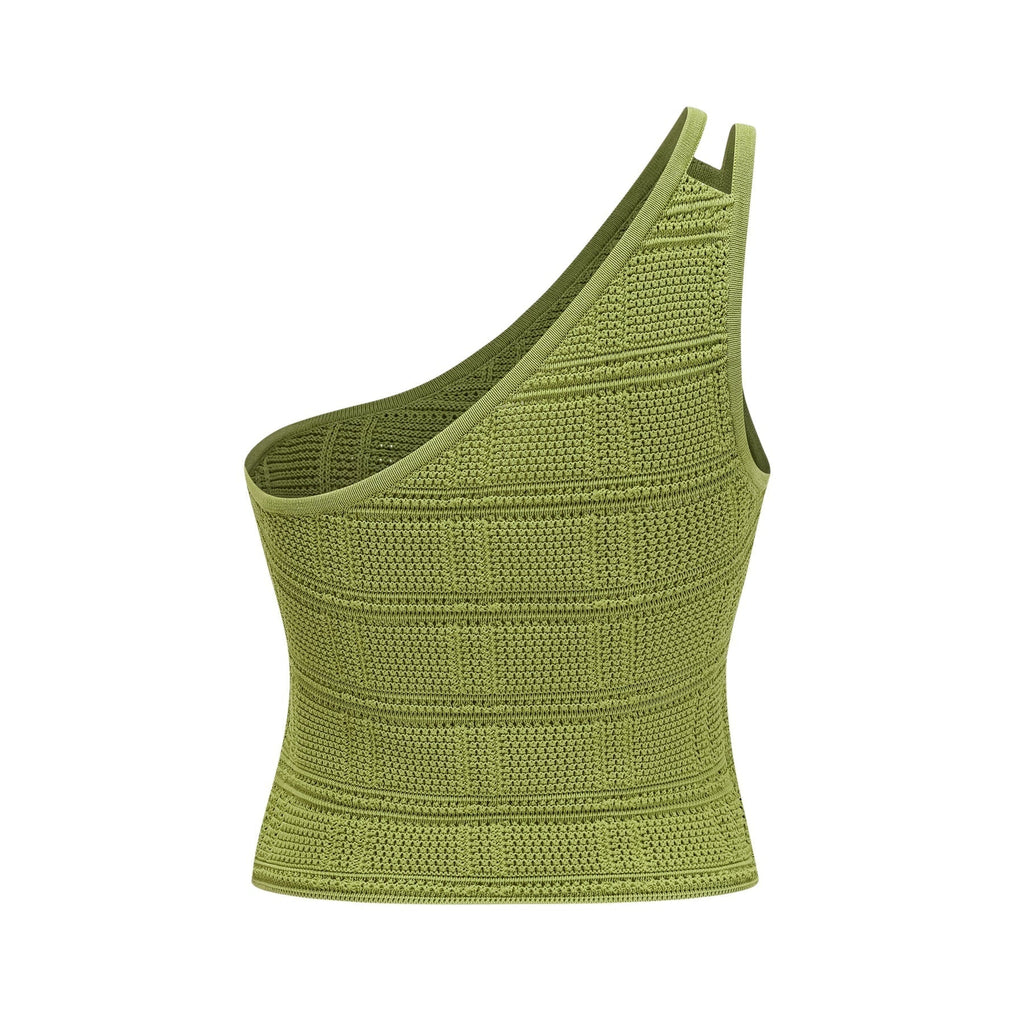 Zelmira Top & Skirt Set Green Embellished Knit Cropped Fringed Calf - Length