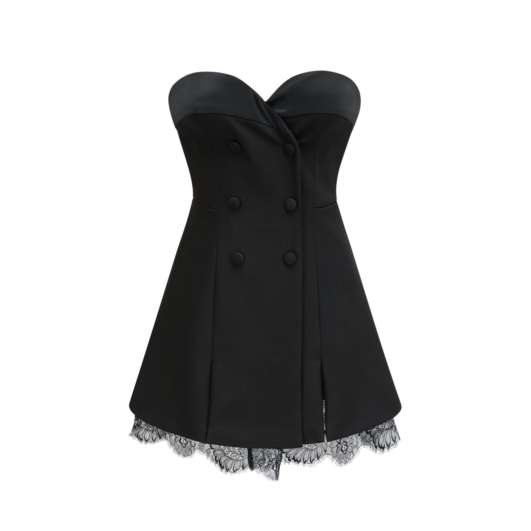 Zephyra Black Bustier Lace Trim Mini Dress