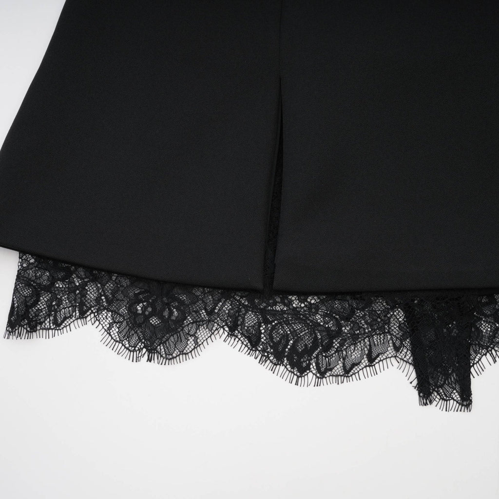 Zephyra Black Bustier Lace Trim Mini Dress