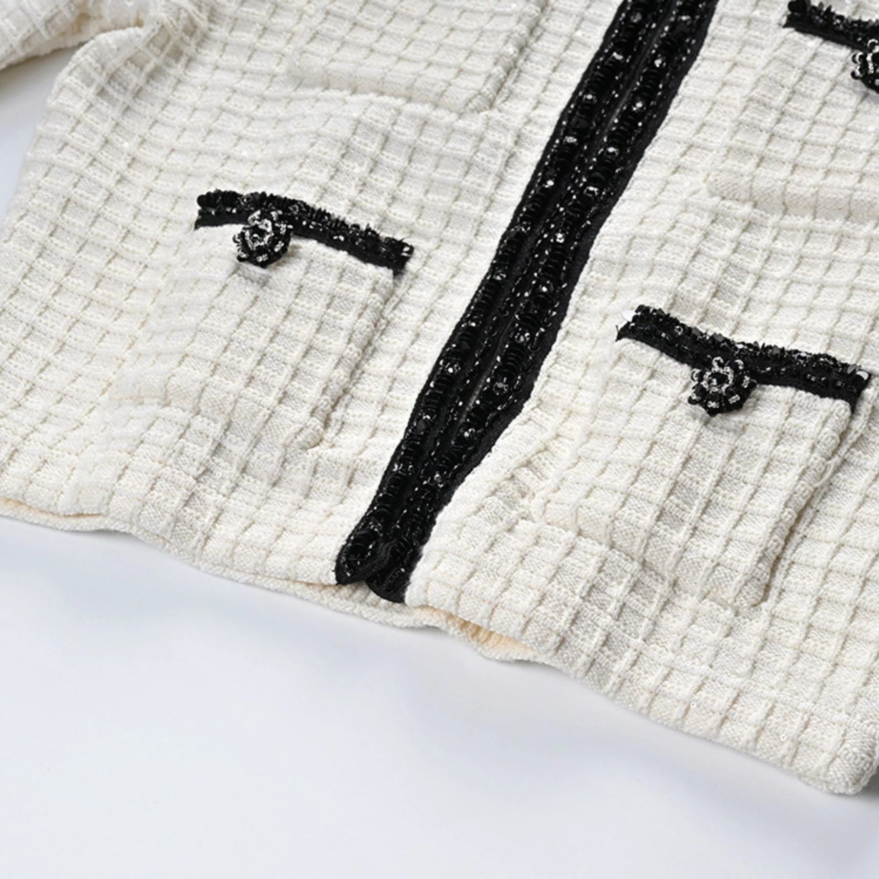 Zita Jacket & Skirt White Waffle Knit Set
