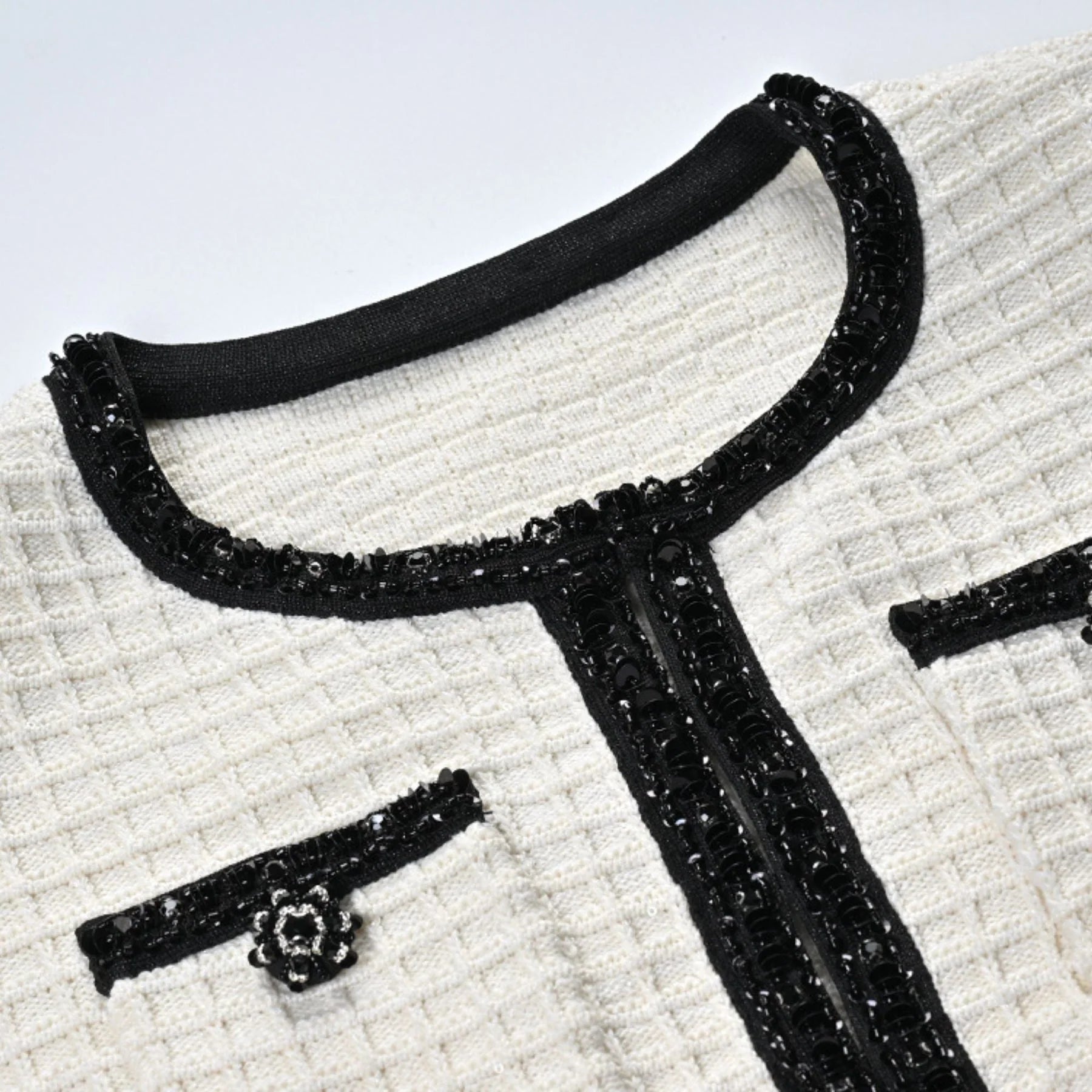 Zita Jacket & Skirt White Waffle Knit Set