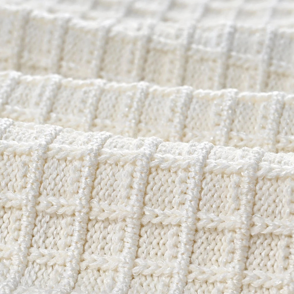 Zita Jacket & Skirt White Waffle Knit Set