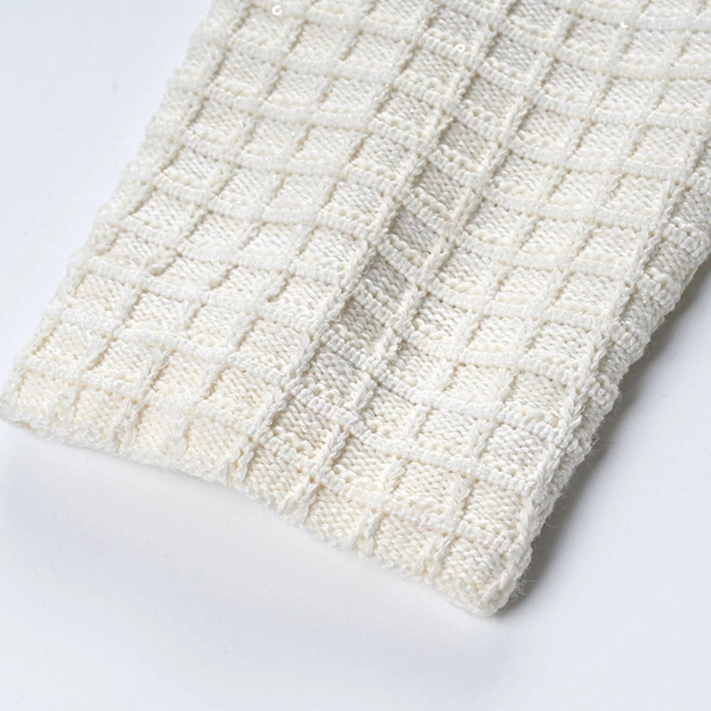 Zita Jacket & Skirt White Waffle Knit Set