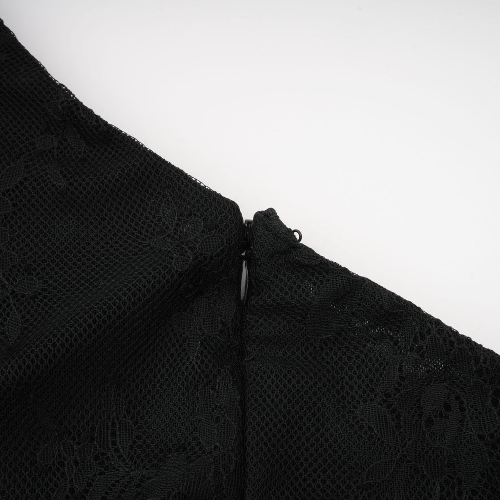 Zita Maxi Dress - Classic Blac - One - Shoulder Asymmetric Design with Lace Detailing