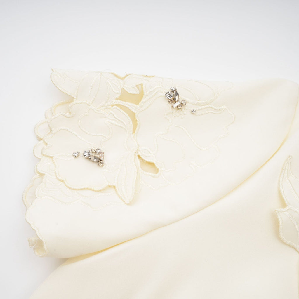 Zita Neutrals Skirt & Top Set 3D Petal Crystal Embellishment