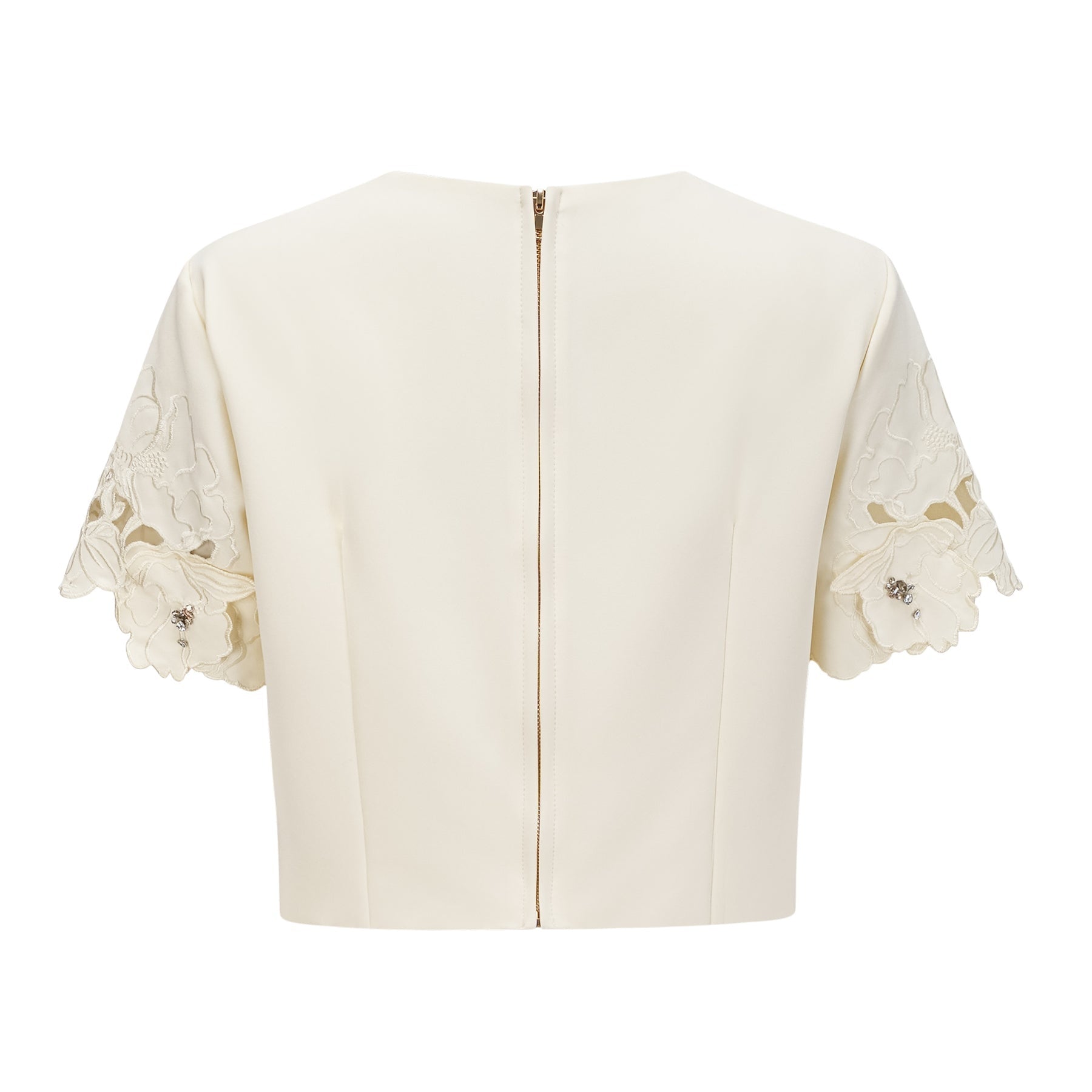 Zita Neutrals Skirt & Top Set 3D Petal Crystal Embellishment