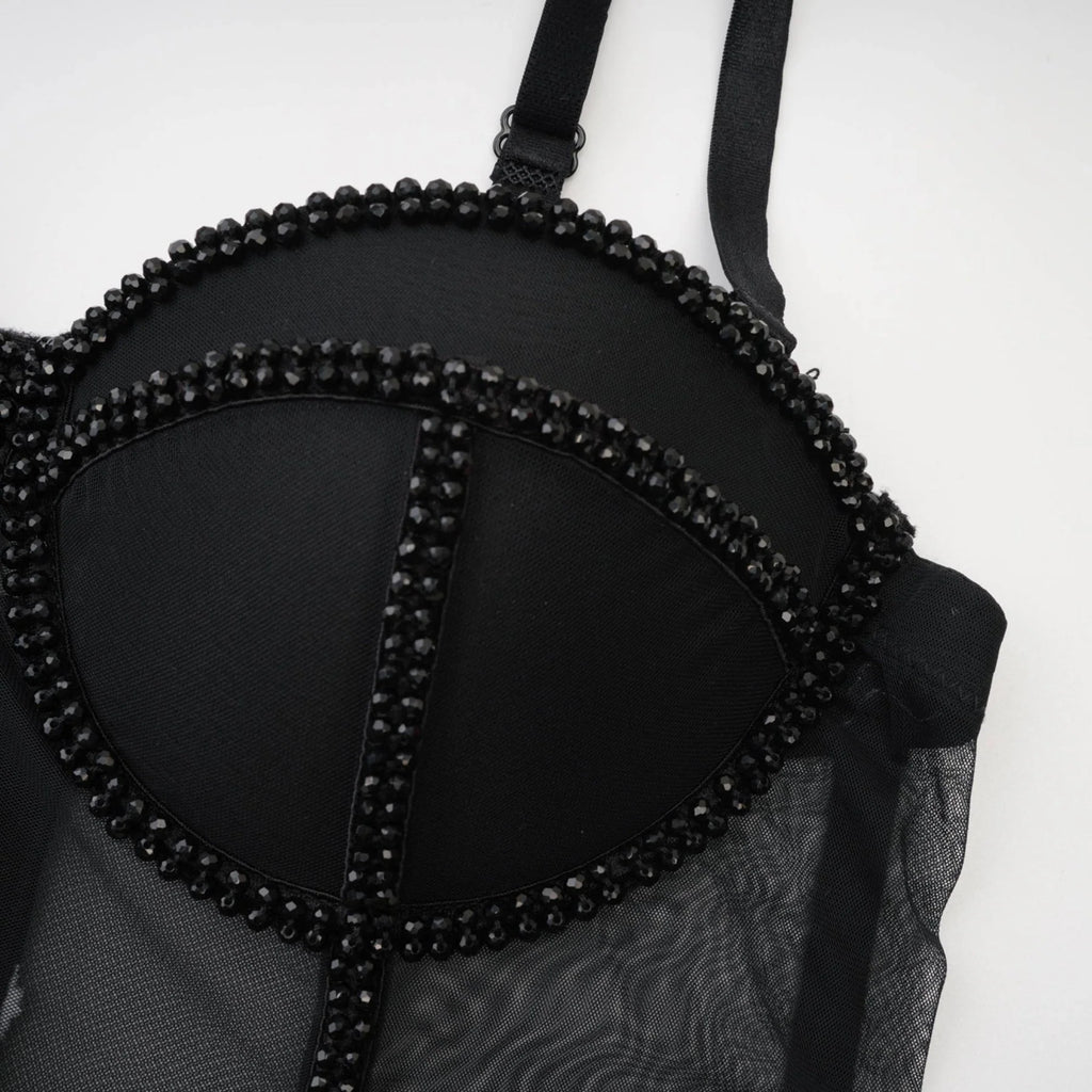 Zoe Corset Top with Embellished Details & Spaghetti Straps