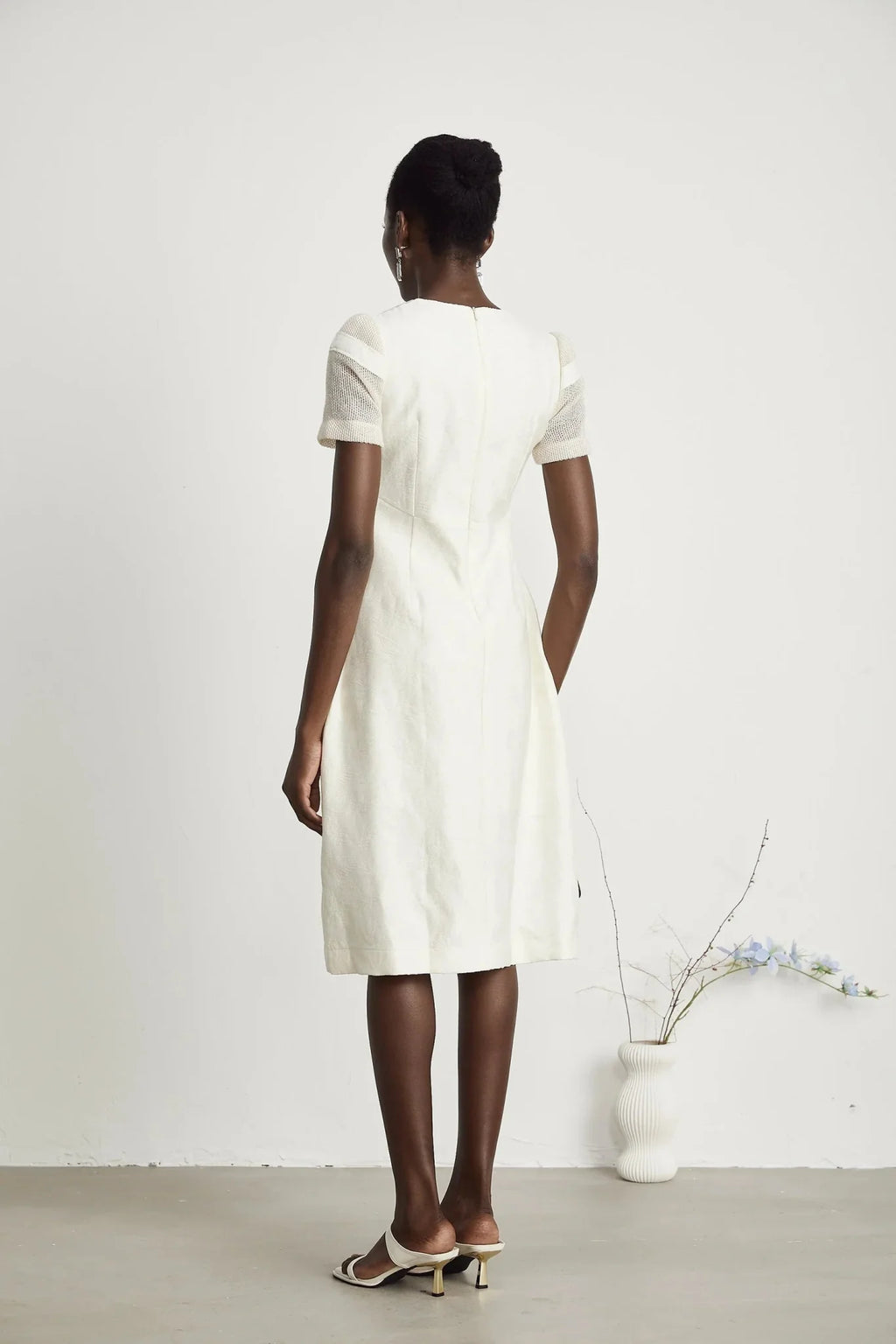 Zoe Floral Embroidery A - Line Midi Dress