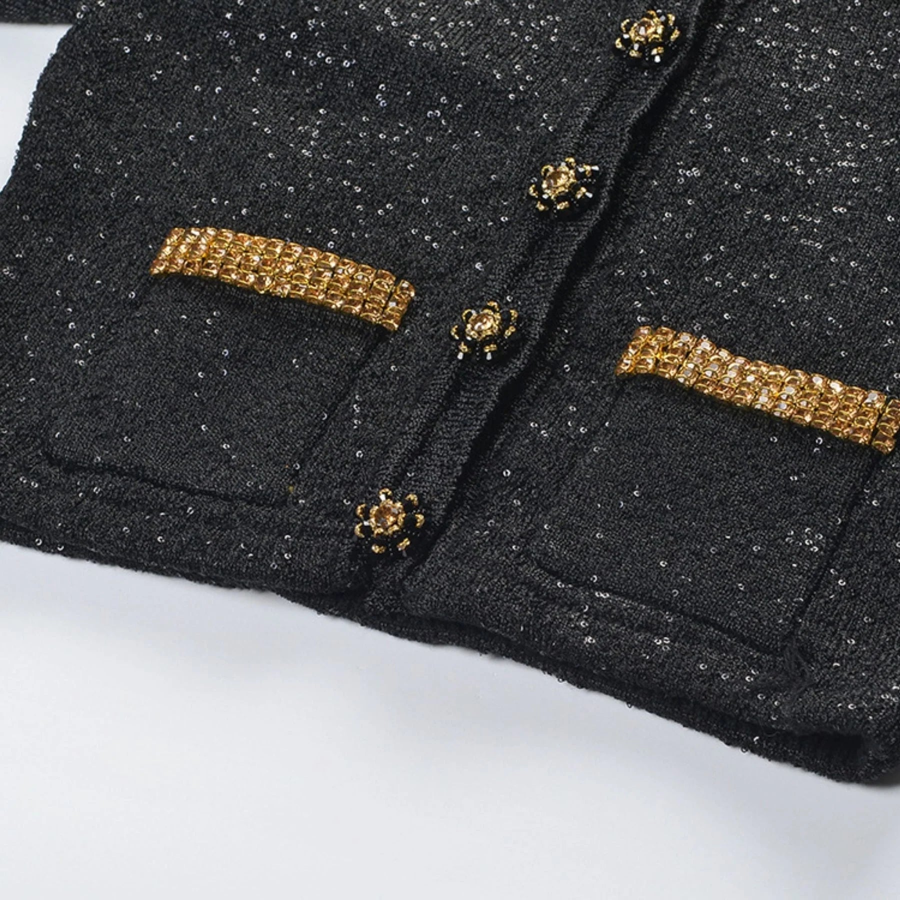 Zoe Jacket & Skirt Black Sequin Matching Set