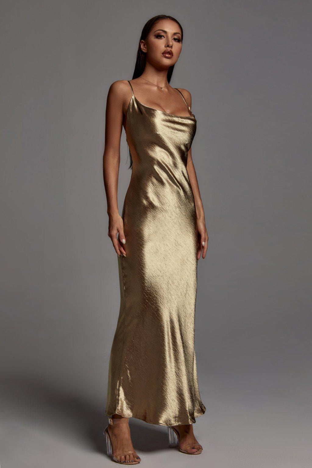 Zoey Gold Metallic Floor-Length Dress