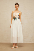 Zoey Maxi Dress Floral Embroidered White & Multicolor