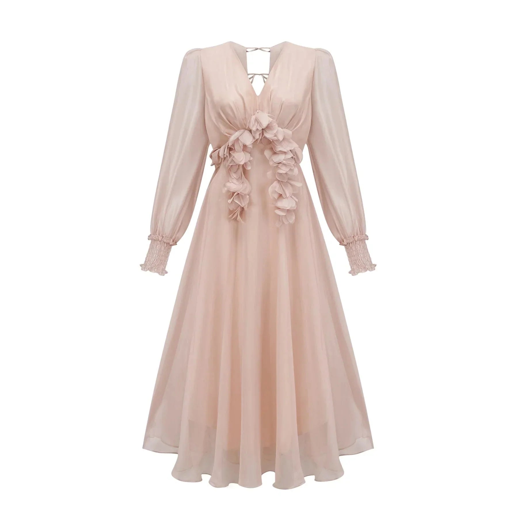 Zoey Midi Dress with Faux - Floral Embellishment