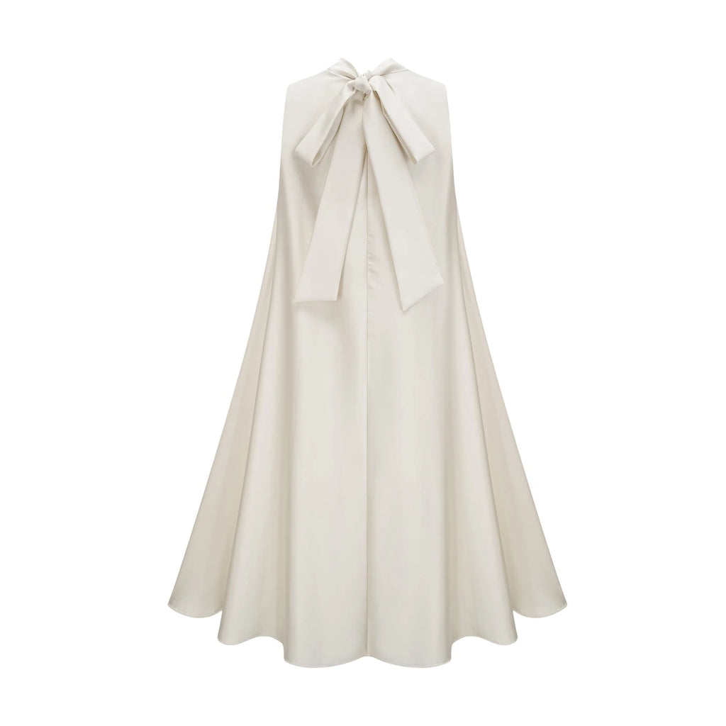 Zuri Floral Midi Dress Sleeveless Aline design with Beaded Appliqu in White