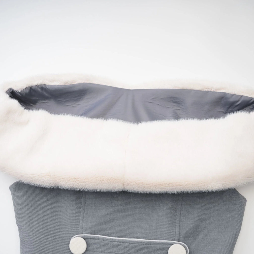 Zuri Mini Dress Grey with Faux Fur Shoulders
