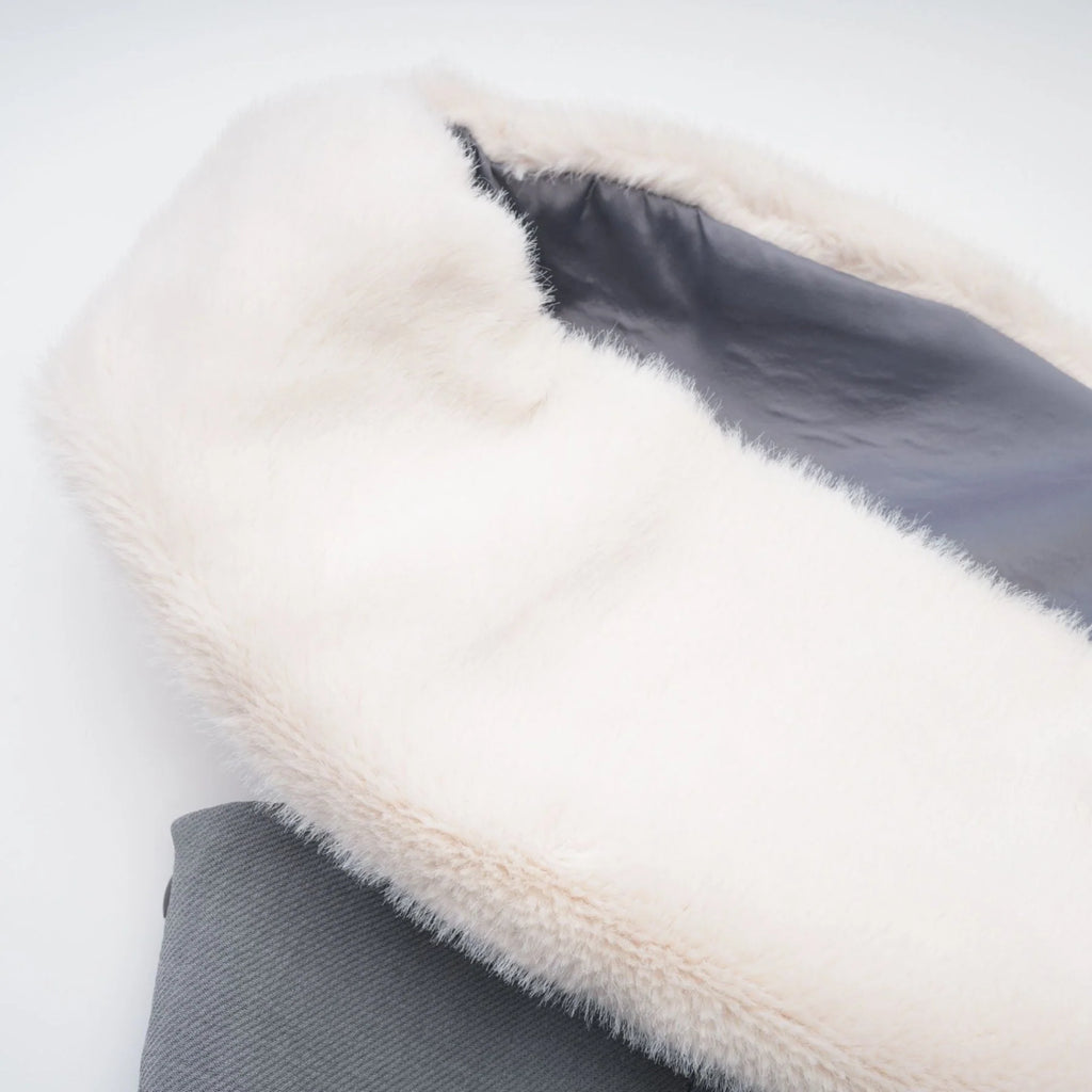 Zuri Mini Dress Grey with Faux Fur Shoulders
