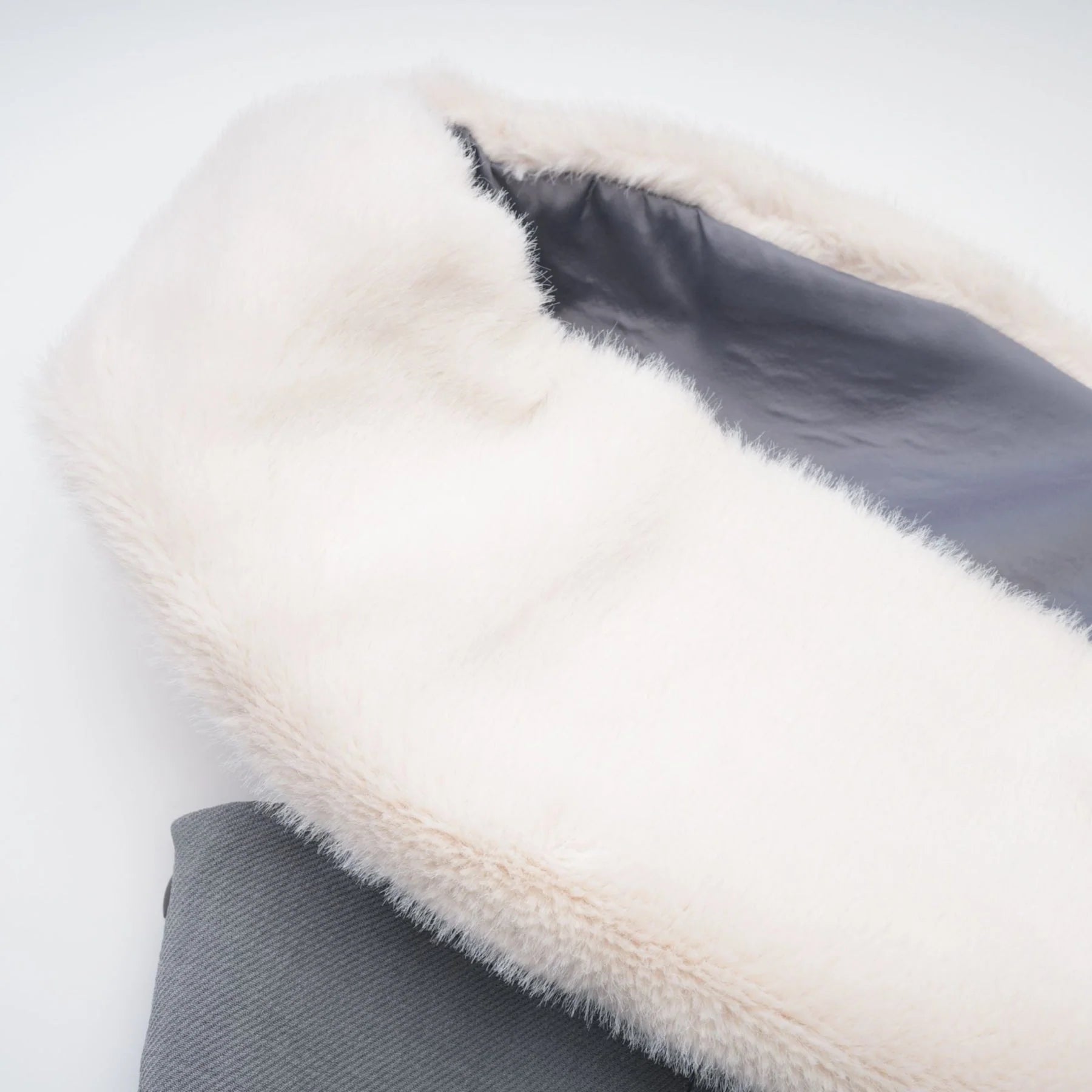 Zuri Mini Dress Grey with Faux Fur Shoulders